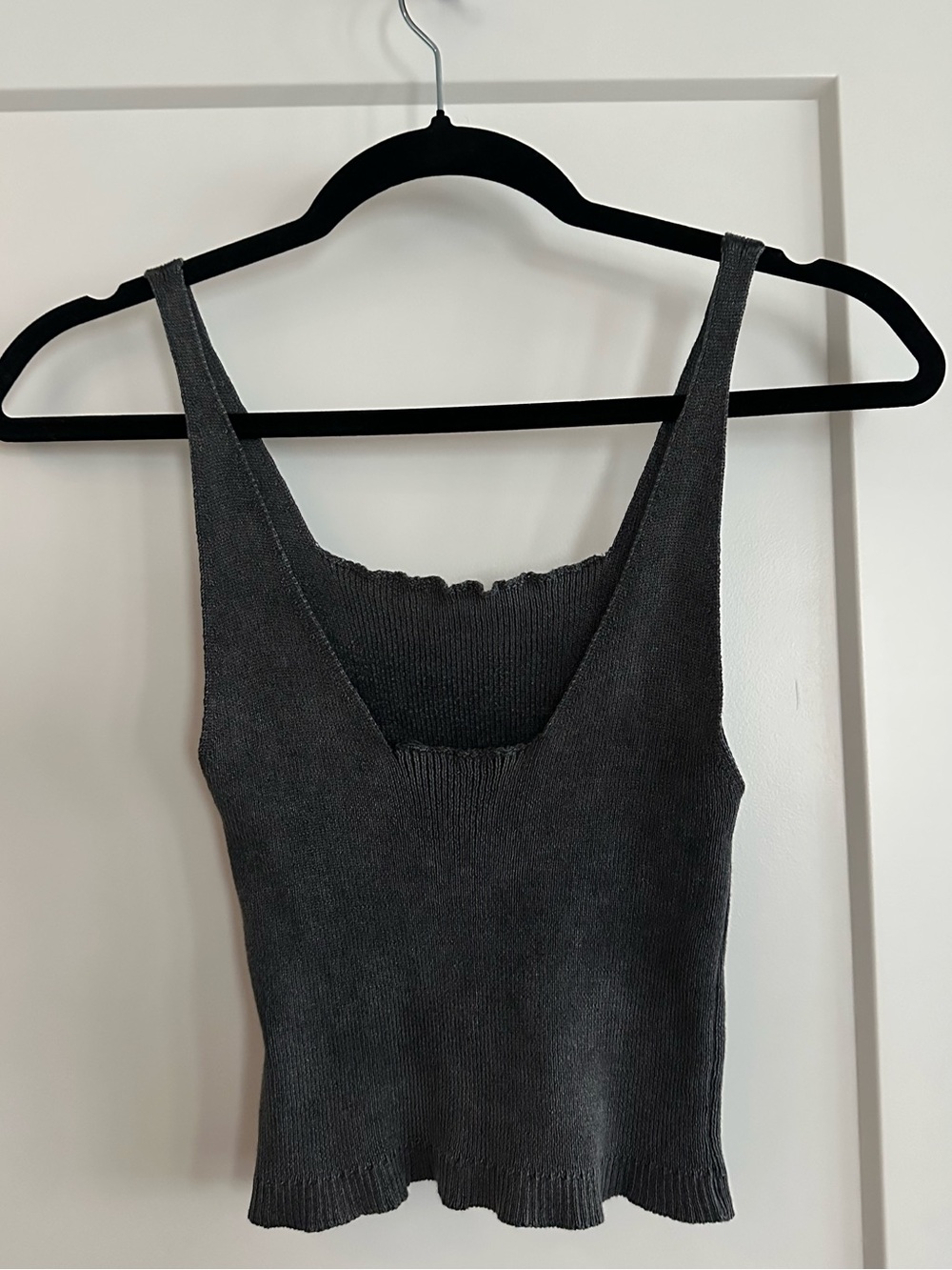 Charcoal Knit Tank Top - Square Neck brandy mellville